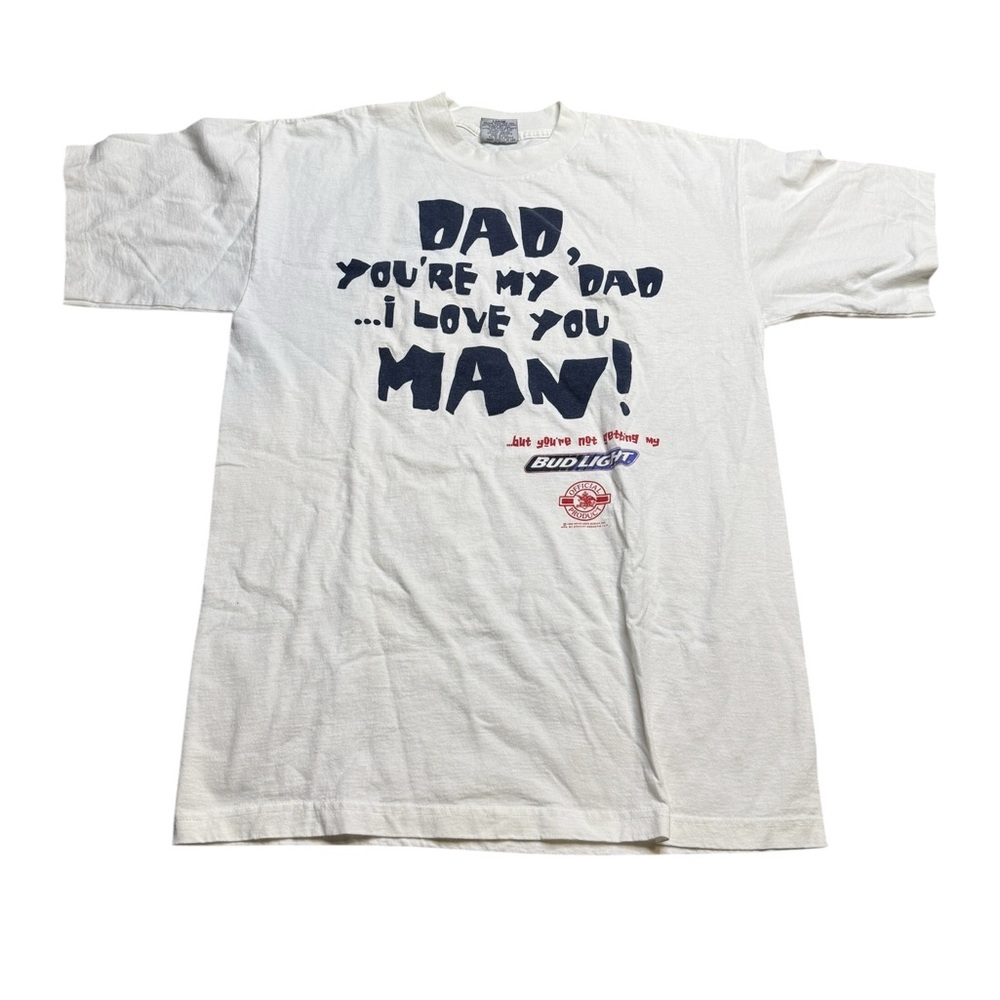 👕 VTG 1995 Bud Light “I Love You‎ Man” Stanley Desantis T-Shirt L 🍺